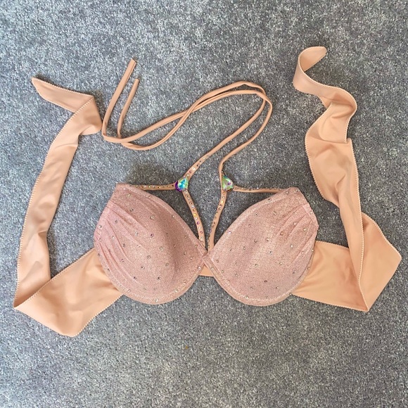 Blush Pink Swarovski Crystal underwire Bikini Top - Picture 1 of 10